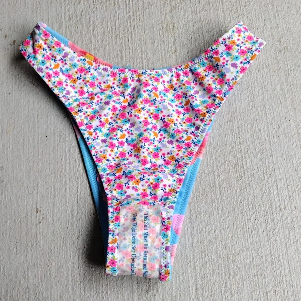NWOT Reversible Mid-Rise Ultra High Leg Super Cheeky Bikini Wild Fable XXS - Picture 8 of 10
